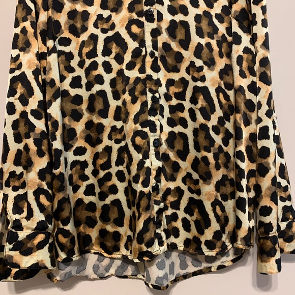 Topshop Leopard Print Satin Animal Print Button Front Size 10 - Picture 4 of 10